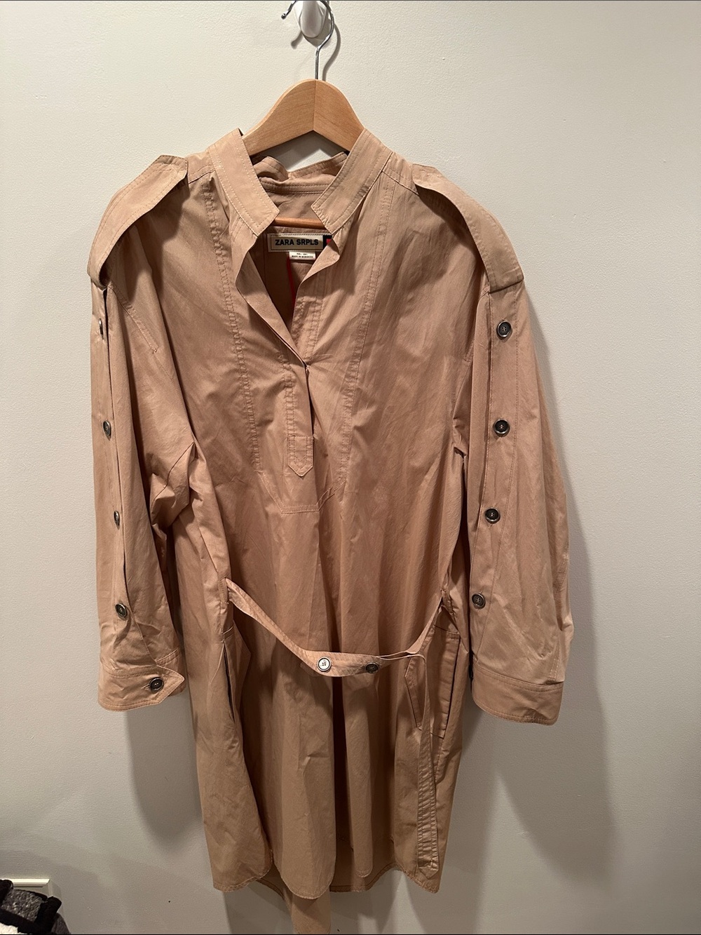 Zara Light Beige Utility Trench Style Dress